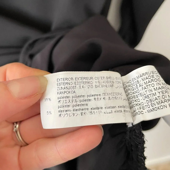 Zara Ruched V Neck Long Sleeve Mini Dress Black Size Medium - Picture 7 of 7